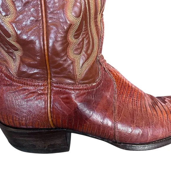 Tony Lama Men’s Sz 11D 8540 Brown Tan Exotic Leather Lizard Western Cowboy Boots - Picture 10 of 16